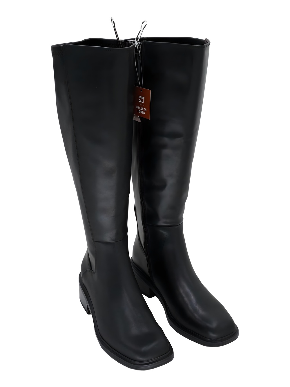 Franco Sarto Gisella Tall Square Toe Boot Black Leather Wide Calf Size 9M